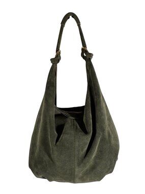 Marlon Forest Green Suede Hobo Shoulder Bag Genuine Leather Made In Italy luxury